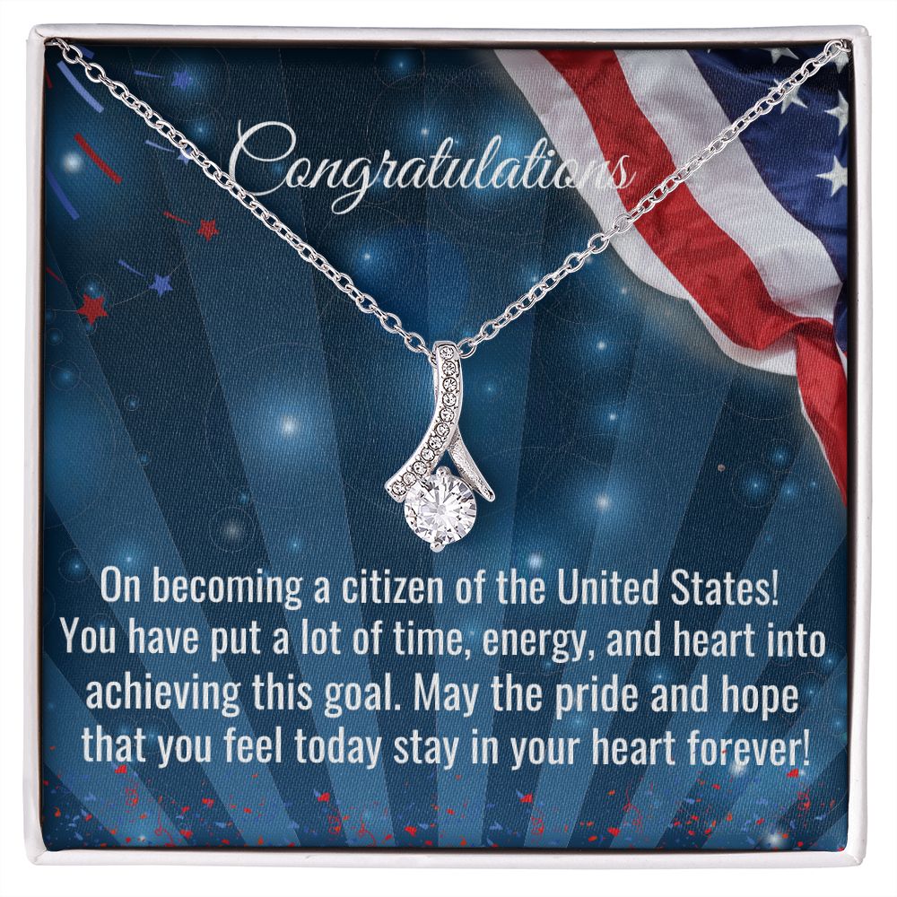 Lovely Petit Necklace, Congratulations On Becoming A Citizen Necklace