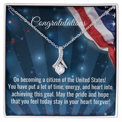 Lovely Petit Necklace, Congratulations On Becoming A Citizen Necklace