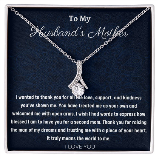 To My Husband's Mother  Alluring Beauty Necklace, Birthday Gift For Husband's Mother, Mother's Day Gift, Wedding Anniversary Gift, Appreciation Gift, Women Jewelry Gift.