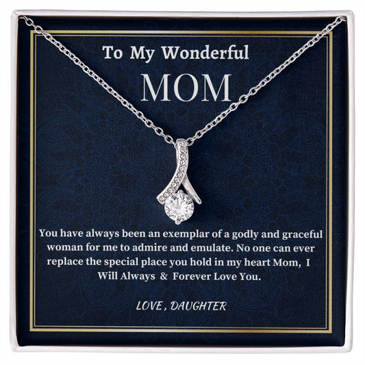 To My Wonderful Mom Alluring Beauty Necklace, Wonderful Mom Jewelry Gift, Mother's Day Jewelry Gift, Birthday Gift For Her, Daughter To Mom Gift.