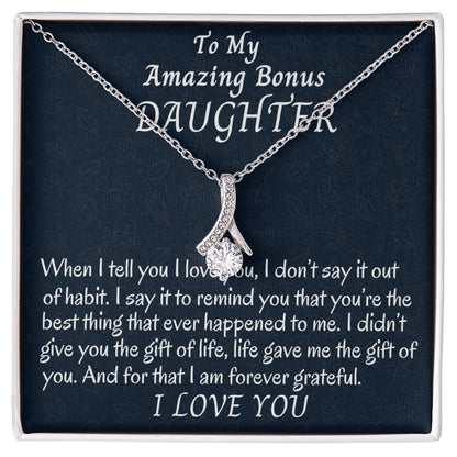 To My Amazing Bonus Daughter, Alluring Beauty Necklace Gift For Her, Christmas Gift From Loving Bonus Mom, Meaningful Gift