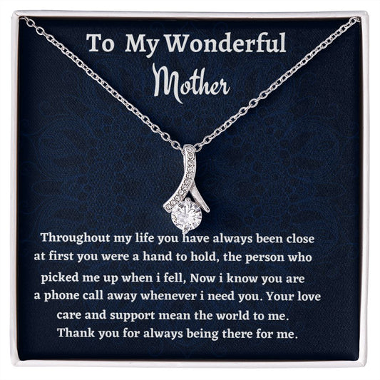 To My Wonderful Mother Alluring Beauty Necklace, Birthday Gift For My wonderful Mother, Mothers Day Gift, Sentimental Gift, Daughter To Mother.,