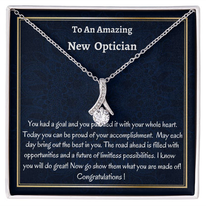 To An Amazing New Optician Alluring Beauty Necklace, New Optician Gift, Med School Grad, Meaningful Gift,  Women Jewelry