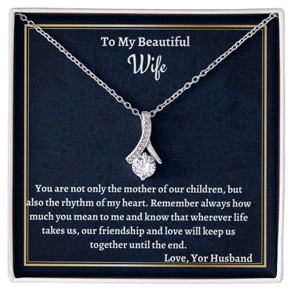 To My Beautiful Wife Alluring Beauty Necklace, Anniversary Gift For Her, Husband To Wife Gift, Valentine Jewelry Gift For Her, I Love You