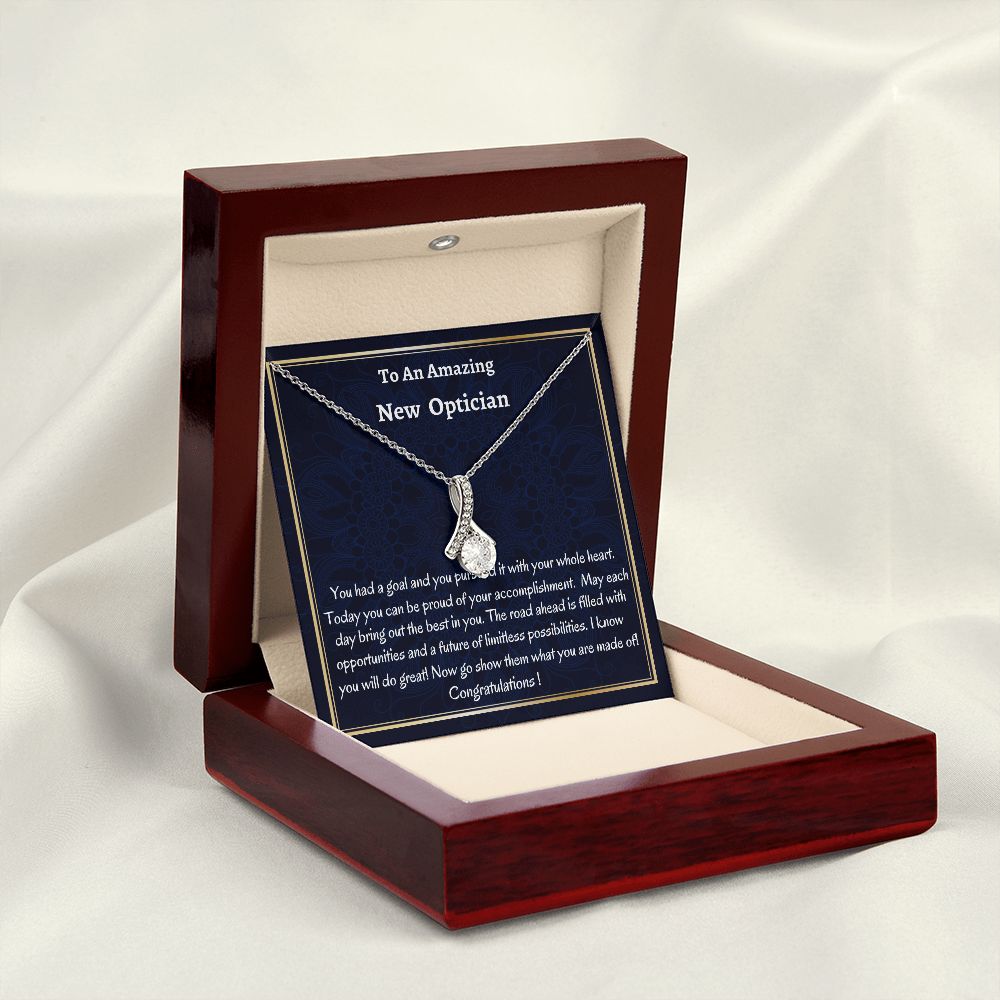 To An Amazing New Optician Alluring Beauty Necklace, New Optician Gift, Med School Grad, Meaningful Gift,  Women Jewelry