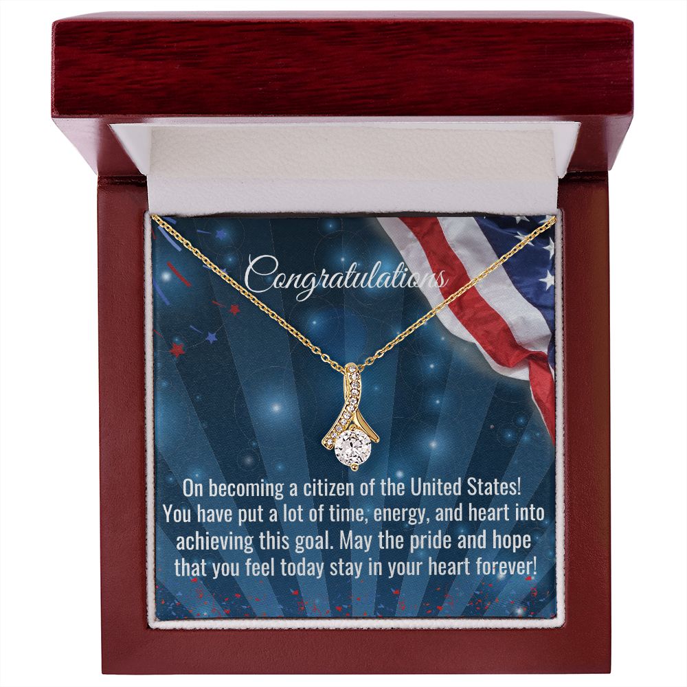Lovely Petit Necklace, Congratulations On Becoming A Citizen Necklace