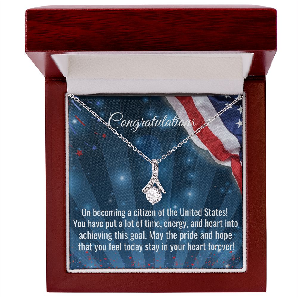 Lovely Petit Necklace, Congratulations On Becoming A Citizen Necklace