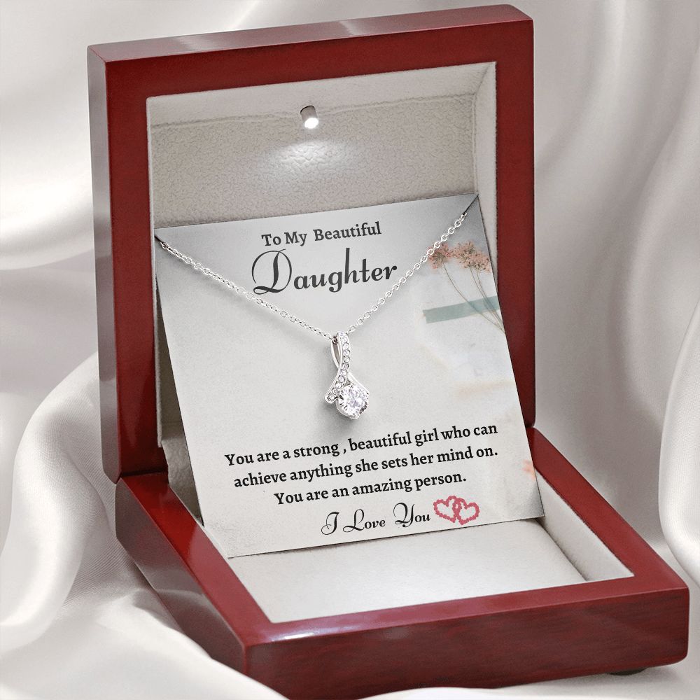 To My Beautiful Daughter Alluring Beauty Necklace Birthday Gift