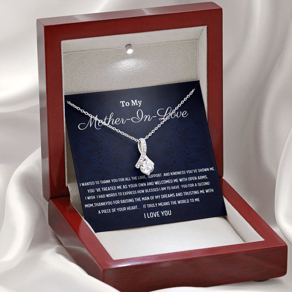 To My Mother In Love Alluring Beauty Necklace, Birthday Gift For Mother In Love, Husband's Mom Gift, Wedding Anniversary Gift, Women Gift, Meaningful Gift,  Retirement Gift From Daughter In Law.