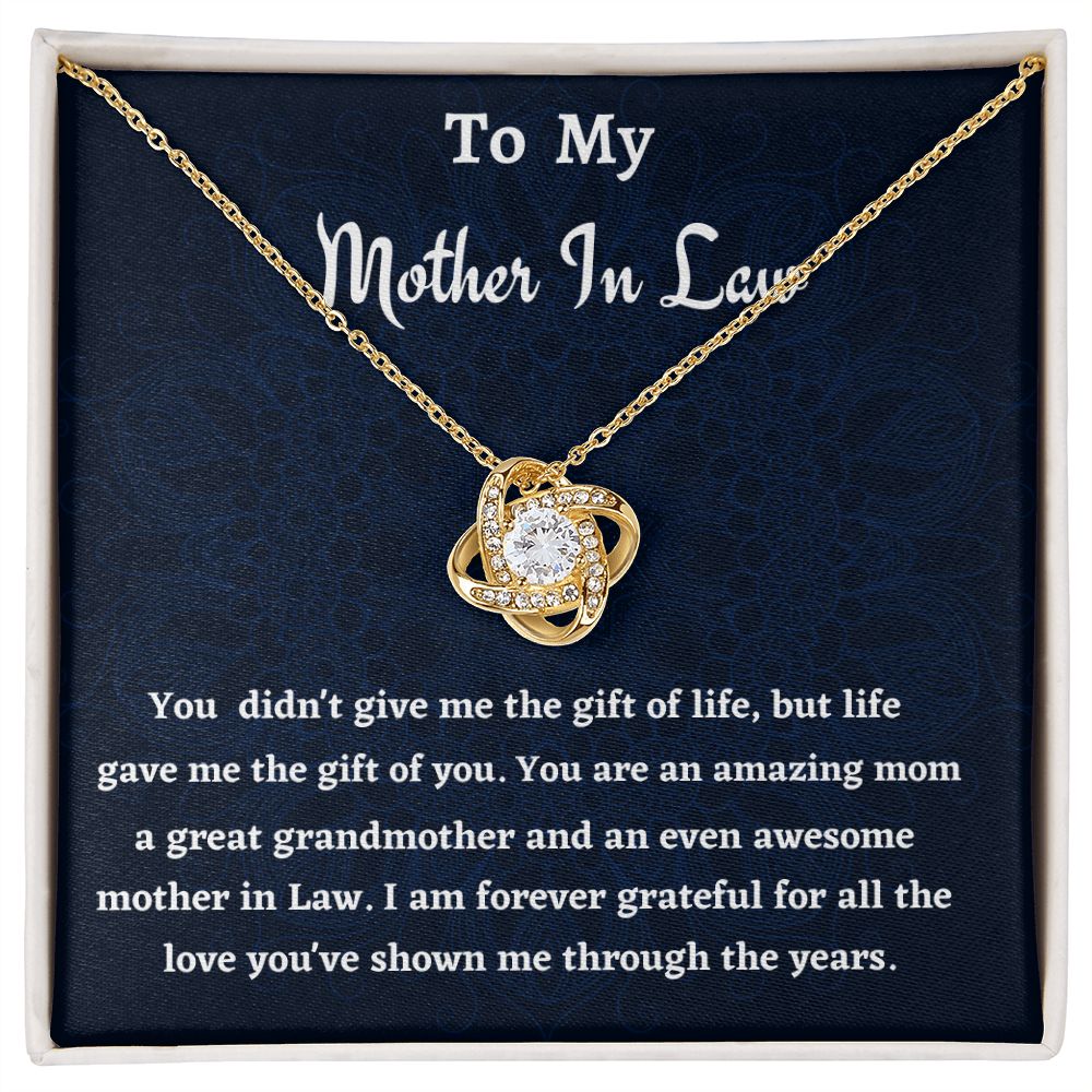 To My Mother In Law Love Knot Necklace, Birthday Gift For Mother In Law, Mothers Day Gift, Gift From Daughter In Law.