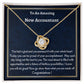 To An Amazing New Accountant Love Knot Necklace, Graduation Gift For Her, New Accountant Congratulations Gift. Women Jewelry