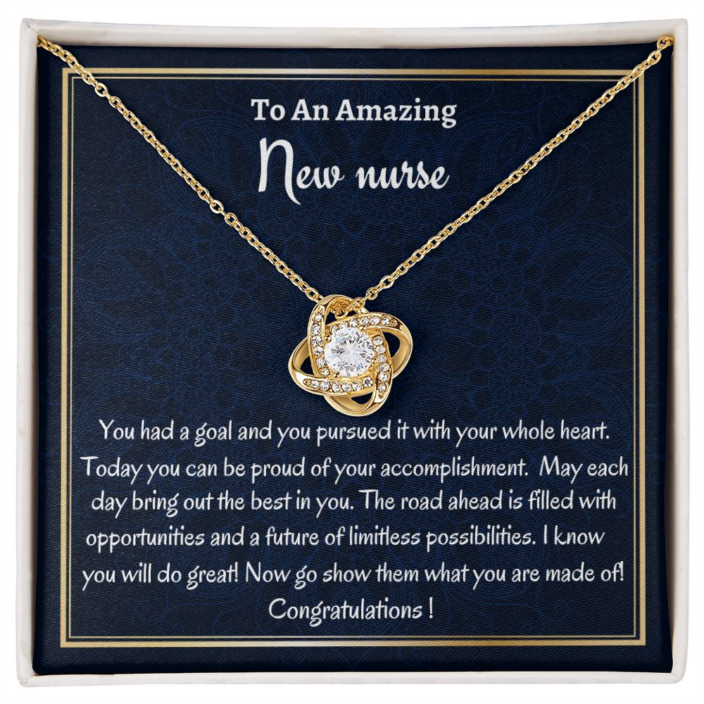 To An Amazing New Nurse Love Knot Necklace, Nurse Graduation Gift, Grad Gift For Her, New Nurse Appreciation Gift, Professional Gift, Women Jewelry.