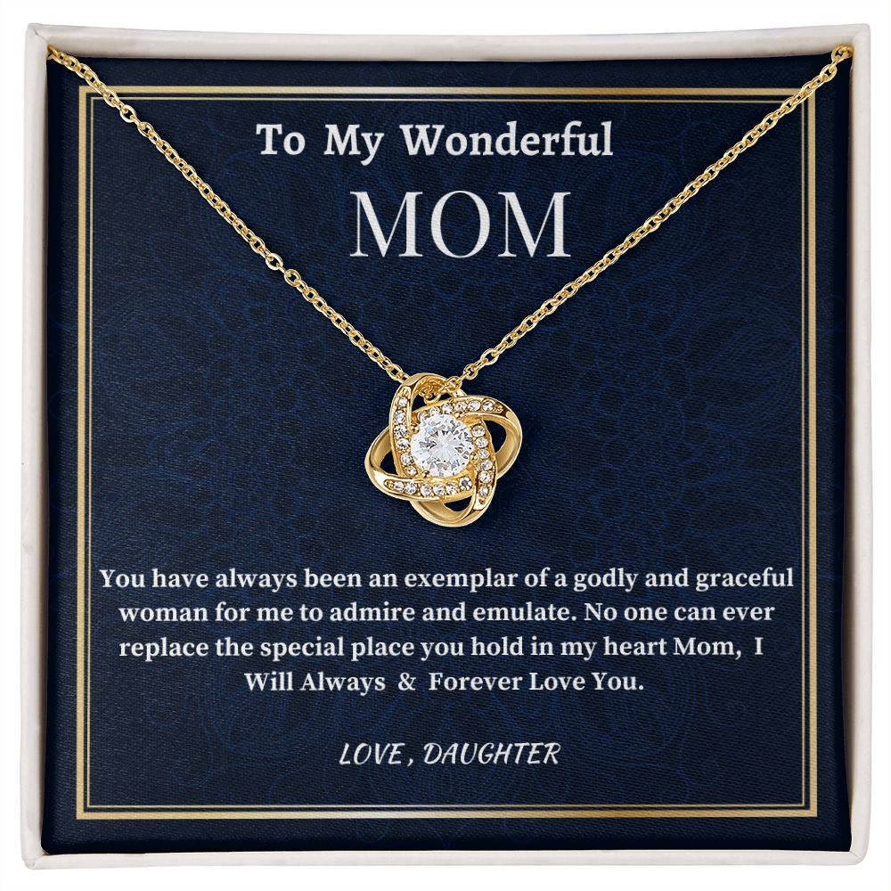 To My Wonderful Mom Love Knot Necklace, Mother's Day Jewelry Gift For Her, Daughter To Mother Gift, Unique Mother's Day Gift, Birthday Gift For A Wonderful Mother.