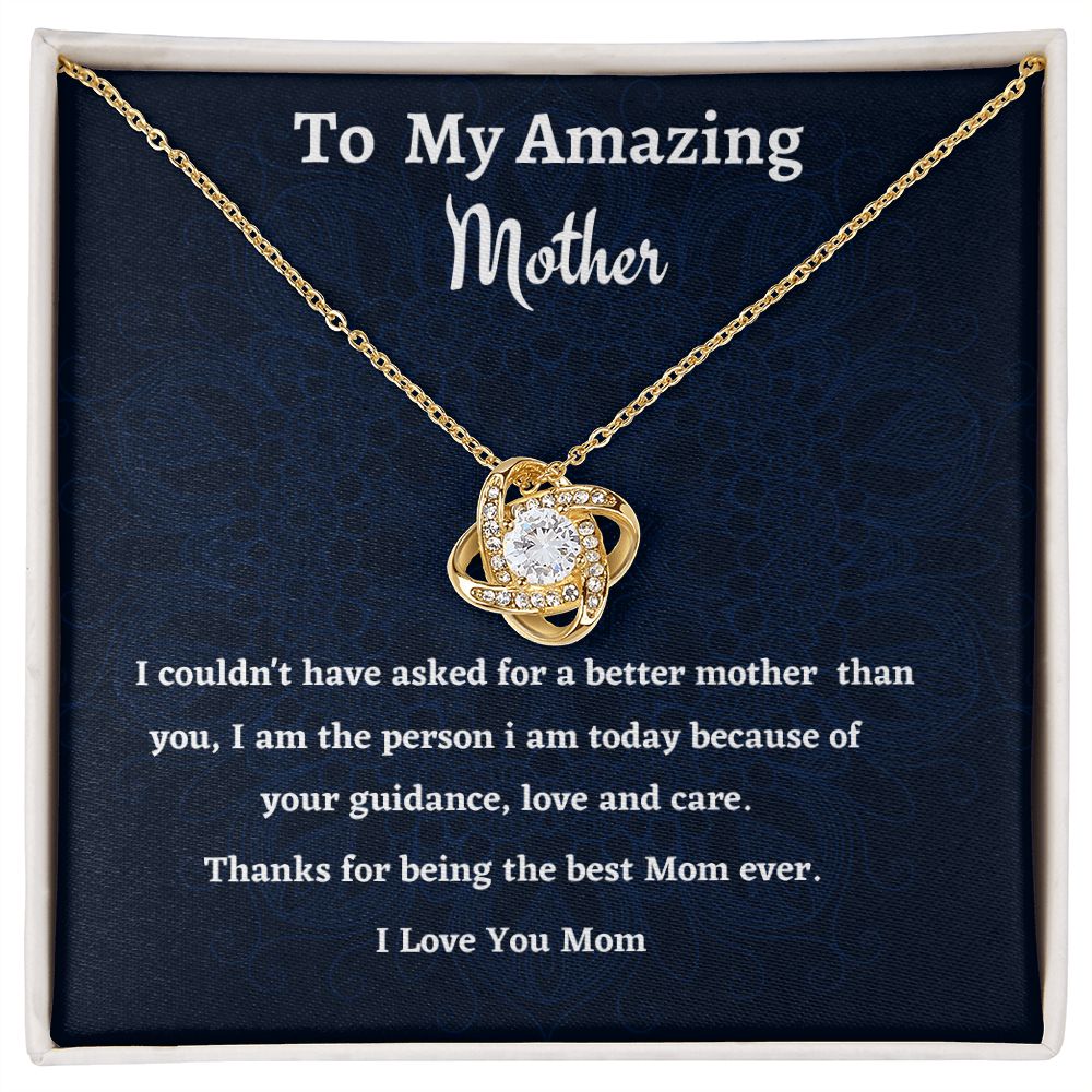 To My Amazing Mother Love Knot Necklace, Birthday Gift For An Amazing Mother, Mothers Day Gift, Meaningful Gift, Gift From Daughter.