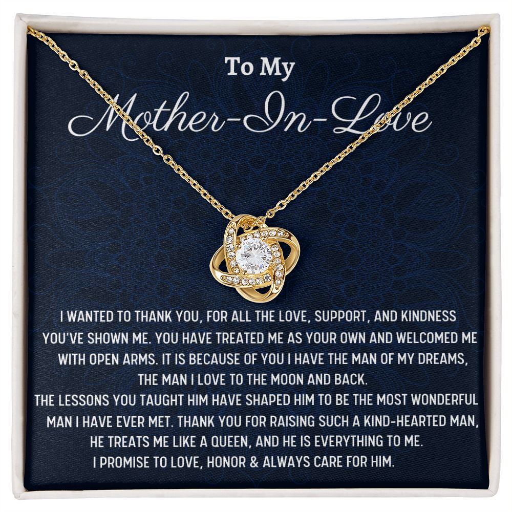 To My Fiance's Mom, Birthday Gift For My Mother-In-Love, Love Knot Necklace, Wedding Day Gift For Her