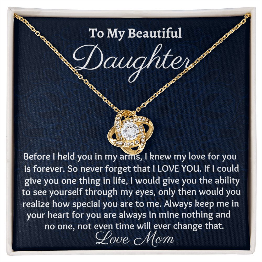 Ready To My Beautiful Daughter, Love Knot Necklace, Christmas Gift, Meaningful Gift, Birthday Gift, From Loving Mom, I Love You.