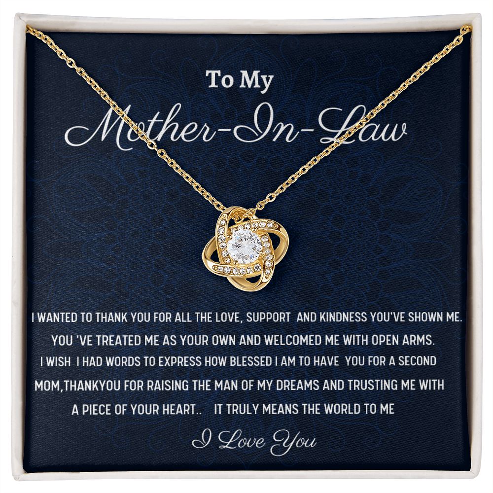 To My Mother-In-Law Love Knot Necklace, Birthday Gift For Mother In Law, Mothers Day Gift, Wedding Anniversary Gift, Women Jewelry Gift, From Daughter In Law.