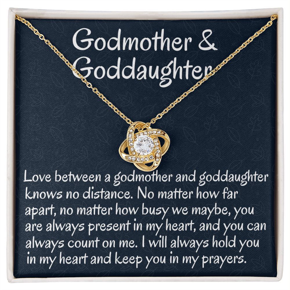 Godmother & Goddaughter, Love Knot Necklace, Birthday Gift For Her, Sweet Sixteen Jewelry, From Loving Godmother.