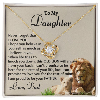 To My Daughter, Love Knot Necklace, Birthday  Gift, Christmas Gift For Lovely Daughter, Dad To Daughter Gift, Appreciation Jewelry.