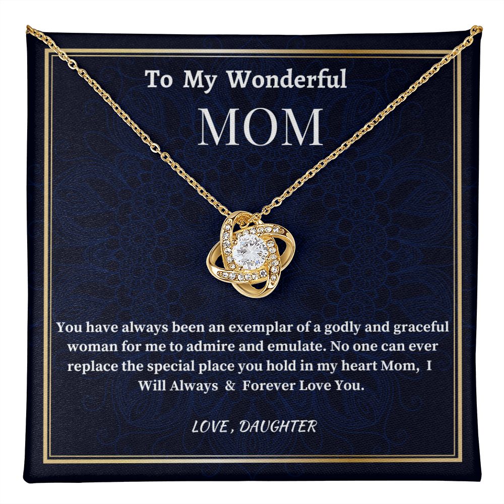 To My Wonderful Mom Love Knot Necklace, Mother's Day Jewelry Gift For Her, Daughter To Mother Gift, Unique Mother's Day Gift, Birthday Gift For A Wonderful Mother.