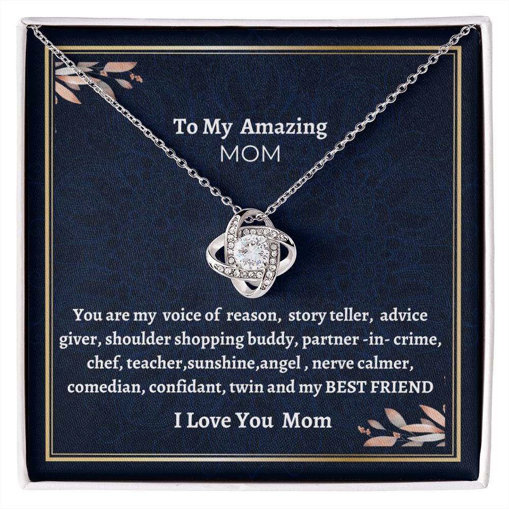 To My Amazing Mom Love Knot Necklace, Birthday Gift For Amazing Mom, Daughter To Mother Jewelry, Mothers Day Gift, Unique Message Gift, Women jewelry.