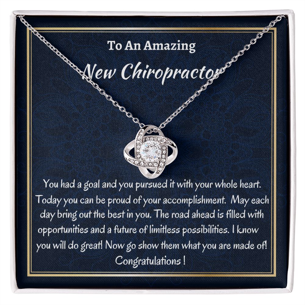 To An Amazing New Chiropractor Love Knot Necklace, New Chiropractor Congratulations Gift, Profession Gift ,Jewelry Gift For Her.