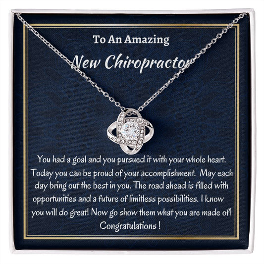 To An Amazing New Chiropractor Love Knot Necklace, New Chiropractor Congratulations Gift, Profession Gift ,Jewelry Gift For Her.