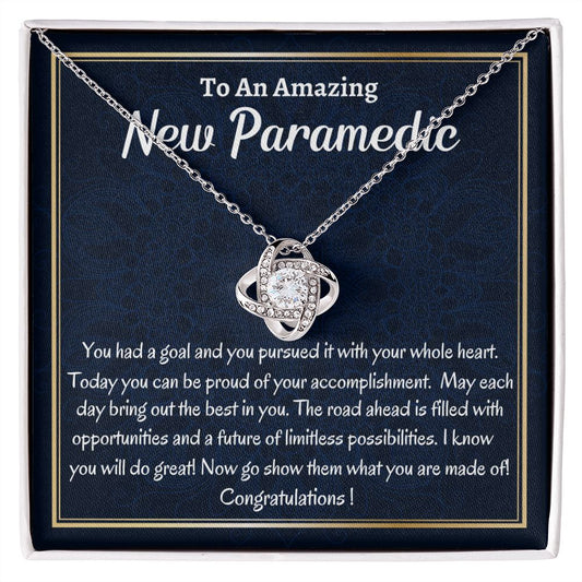 To An Amazing New Paramedic Love Knot Necklace, Congratulations Gift For A New Paramedic, Future Paramedic Gift, Graduation Gift For Her, Unique  Graduation Jewelry