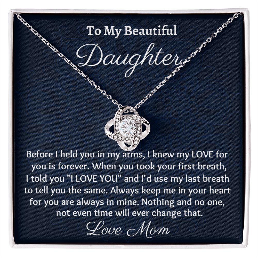 Ready To My Beautiful Daughter, Love Knot Necklace, Christmas Gift, Meaningful Gift, Birthday Gift, From Loving Mom.