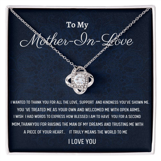 To My Mother In Love Love Knot Necklace, Birthday Gift For Mother In Love, Husband's Mom Gift, Wedding Anniversary Gift, Women Gift, Meaningful Gift,  Retirement Gift From Daughter In Law.