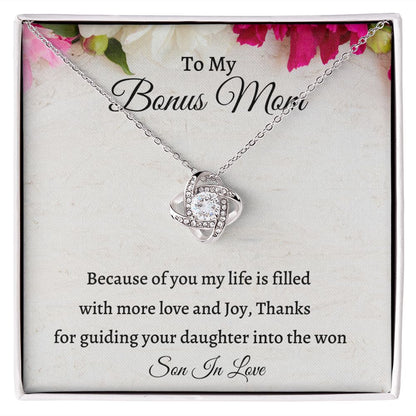 To My Bonus Mom Love Knot Necklace, Birthday Gift For Mother In Law, Easter Gift, Wedding Anniversary Gift, From Son In Law, Meaningful Gift.
