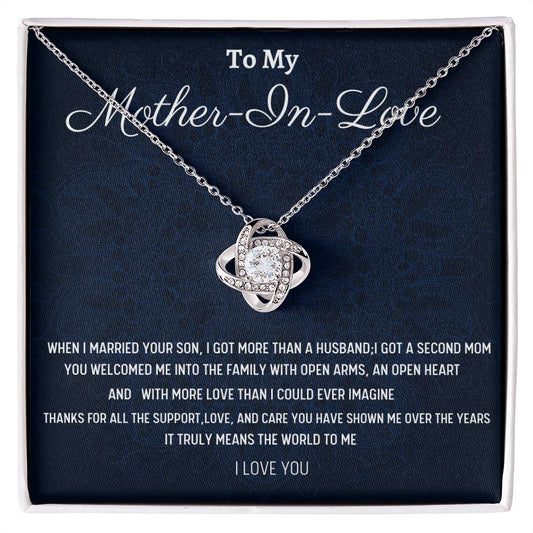 To My Mother In Love Love Knot Necklace, Birthday Gift For My Mother-In-Love, Birthday Gift For Husband's Mom, Mothers Day Gift, From Daughter-In-Love.
