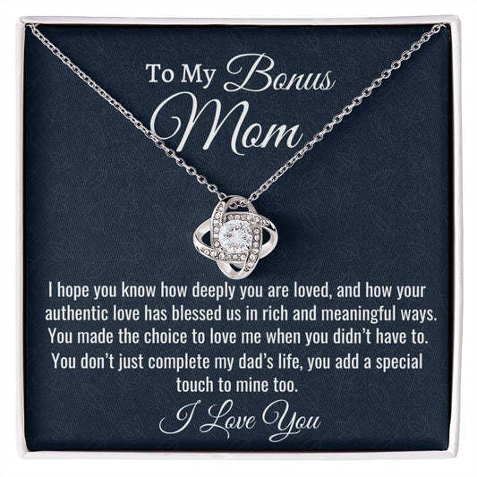 To My Amazing Bonus Mom, Love Knot Necklace, Mother In Law Gift, Stepmom Gift, Christmas Gift, Birthday Gift, From  Stepdaughter.