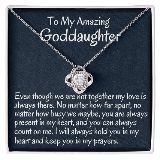To My Amazing Goddaughter, Love Knot Necklace, Meaningful Gifts, Birthday Gift, Christmas Gift Ideas, From Loving Godmother.