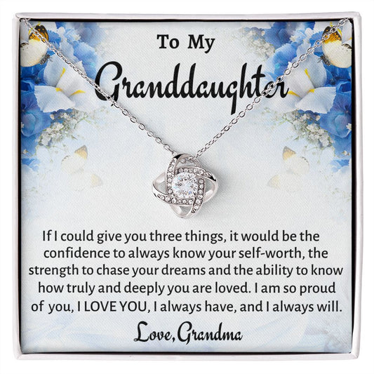 To My Granddaughter Love Knot Necklace, Meaningful Gift, Birthday Gift For Her, Graduation Jewelry Gift, Unique Necklace.