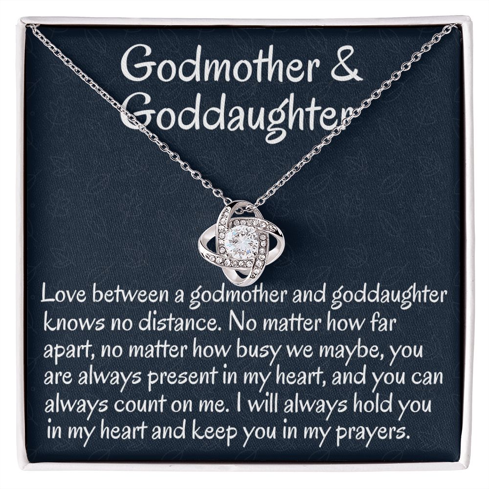 Godmother & Goddaughter, Love Knot Necklace, Birthday Gift For Her, Sweet Sixteen Jewelry, From Loving Godmother.