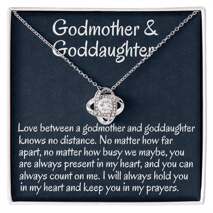 Godmother & Goddaughter, Love Knot Necklace, Birthday Gift For Her, Sweet Sixteen Jewelry, From Loving Godmother.