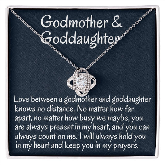 Godmother & Goddaughter, Love Knot Necklace, Birthday Gift For Her, Sweet Sixteen Jewelry, From Loving Godmother.