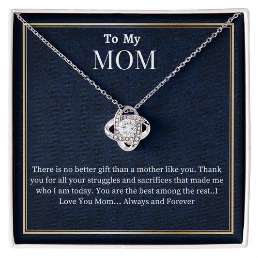 To My  Mom Love Knot Necklace, Birthday Gift For An Amazing Mother, Mothers Day Gift For AMom, Son To Mom Gift, Daughter To Mother Gift, Meaningful Jewelry Gift, Women Jewelry, Wedding Day Gift For Mom.