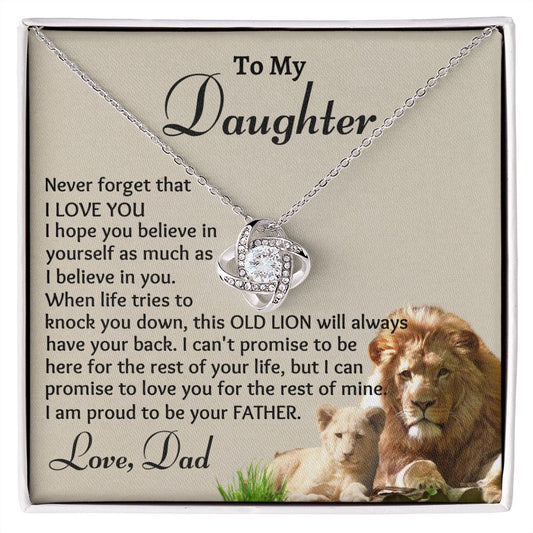 To My Daughter, Love Knot Necklace, Birthday  Gift, Christmas Gift For Lovely Daughter, Dad To Daughter Gift, Appreciation Jewelry.