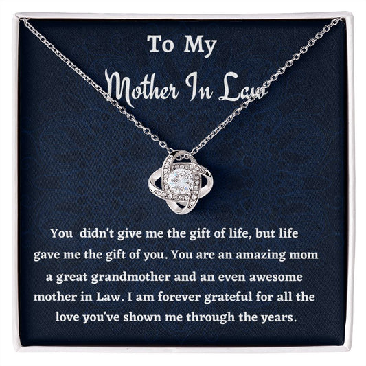 To My Mother In Law Love Knot Necklace, Birthday Gift For Mother In Law, Mothers Day Gift, Gift From Daughter In Law.