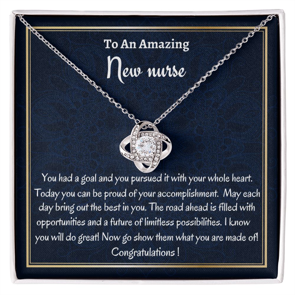 To An Amazing New Nurse Love Knot Necklace, Nurse Graduation Gift, Grad Gift For Her, New Nurse Appreciation Gift, Professional Gift, Women Jewelry.