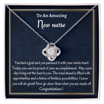 To An Amazing New Nurse Love Knot Necklace, Nurse Graduation Gift, Grad Gift For Her, New Nurse Appreciation Gift, Professional Gift, Women Jewelry.