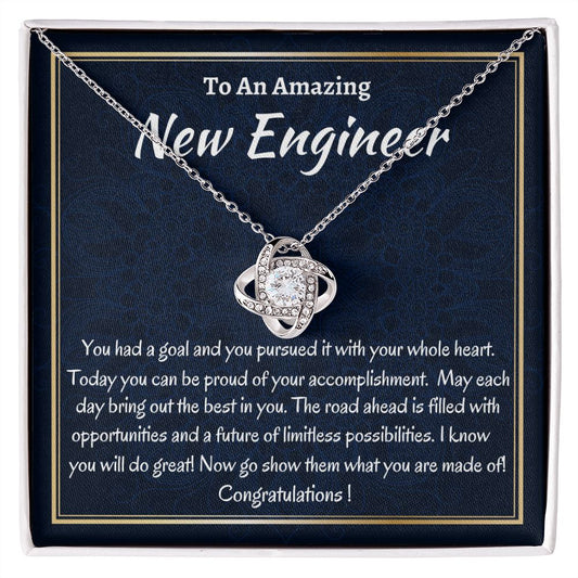 To An Amazing New Engineer Love Knot Necklace, Future Engineer Graduation Gift, Graduation Gift For New Engineer, Congratulations Jewelry.