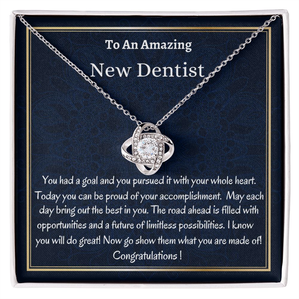 To An Amazing New Dentist Love Knot Necklace, New Dentist Necklace, Graduation Gift For Her, Meaningful Gift, Women Jewelry.