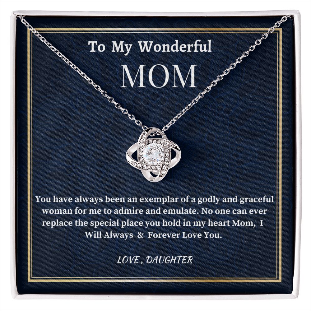 To My Wonderful Mom Love Knot Necklace, Mother's Day Jewelry Gift For Her, Daughter To Mother Gift, Unique Mother's Day Gift, Birthday Gift For A Wonderful Mother.