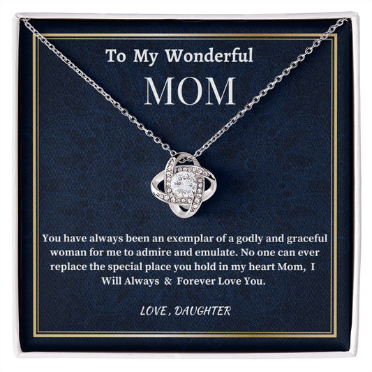 To My Wonderful Mom Love Knot Necklace, Mother's Day Jewelry Gift For Her, Daughter To Mother Gift, Unique Mother's Day Gift, Birthday Gift For A Wonderful Mother.