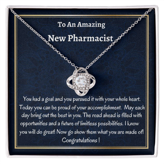 To An Amazing New Pharmacist Love Knot Necklace, Graduation Gift, New Pharmacist Congratulations Gift. Women Jewelry