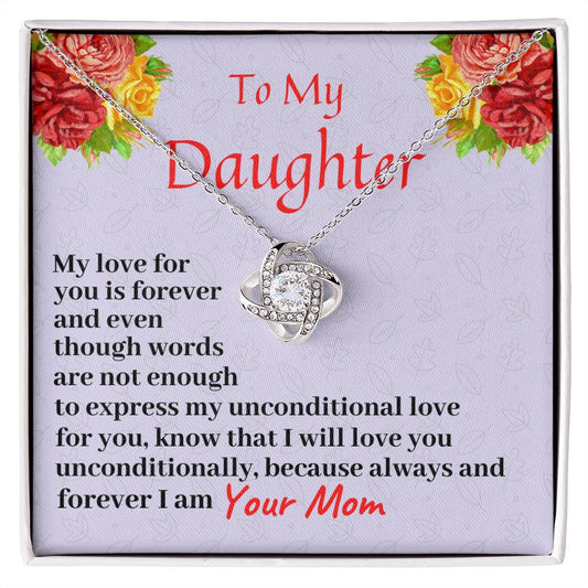 To My Daughter, Love Knot Necklace, Birthday Gift For Her, Christmas Gift, From Loving Mom.