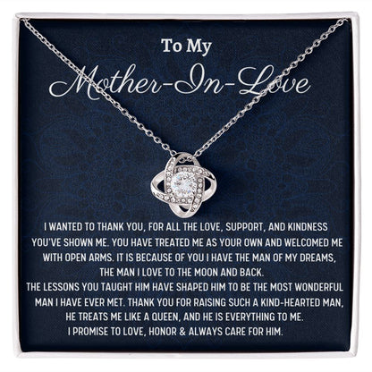 To My Fiance's Mom, Birthday Gift For My Mother-In-Love, Love Knot Necklace, Wedding Day Gift For Her
